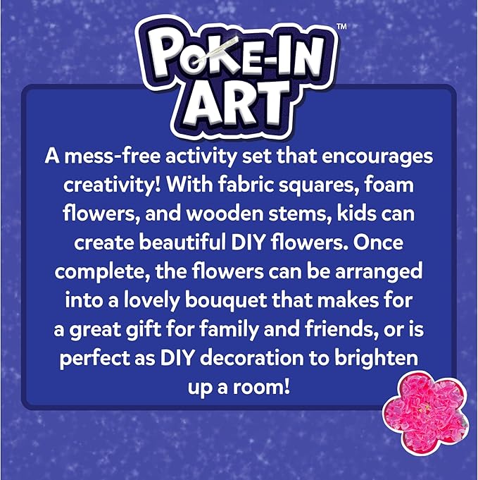 Skillmatics Poke-in Art - Flower Bouquet, DIY Wood Craft Kit, Mess-Free Creative Play for Girls and Boys Ages 4, 5, 6, 7, 8, 9, Fine Motor Skills, Screen-Free Fun