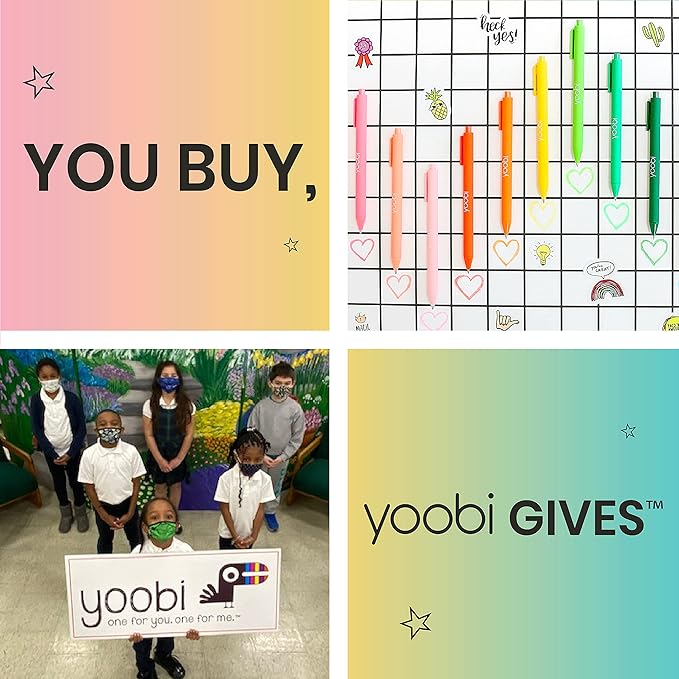 Yoobi Multicolor Gingham Spiral Notebook | 1 Subject Notebook College Ruled | 100 Perforated, 3-hole Punched Sheets | 2 Interior Pockets | PVC Free, FSC Certified Paper | For School, Office & College