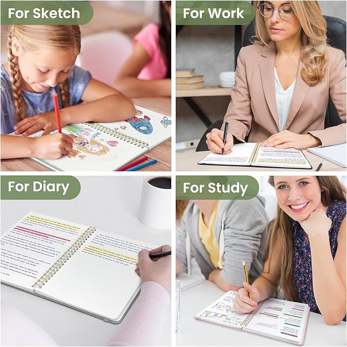 Taja Blank Spiral Journal Notebook for Women & Men, 140 Pages, Sketch Book, Plain Notebook for Drawing & Sketching, Journals for Creative Writing, A5(5.7" x 7.9") – Green