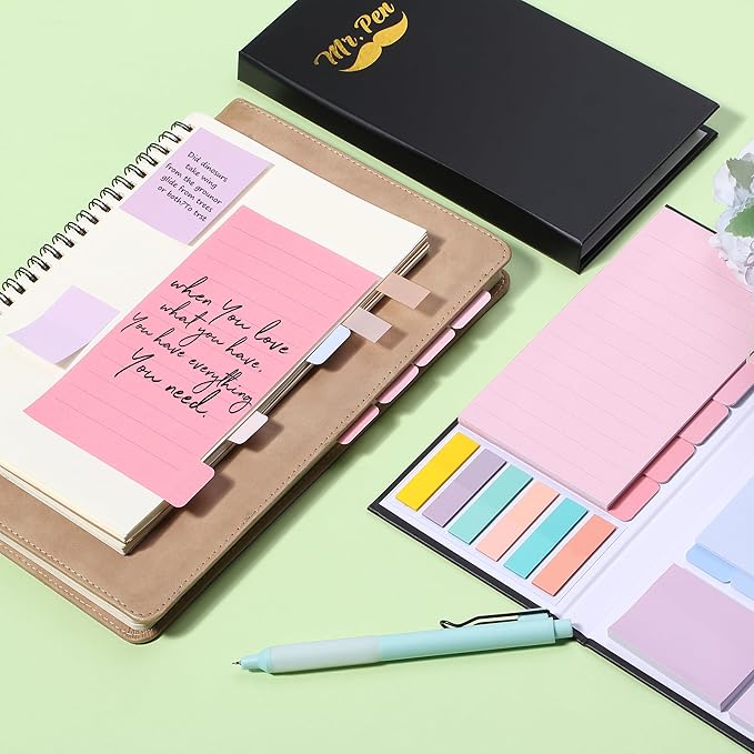 Mr. Pen- Sticky Notes Set, 410 Pack, Ruled, Dotted & Blank Notes with 150 Index Tabs, Divider Sticky Pads for Bible Study, Office, School, Planning, Journaling & Organization