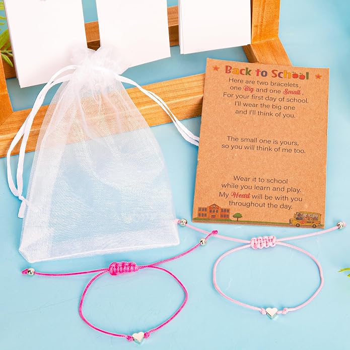 EOBOH Back to School Supplies, Back to School Bracelet Mommy and Me, Prek Matching Wish Bracelets Set, Adjustable Bracelet for Boys Girls Gifts Stuff Bulk