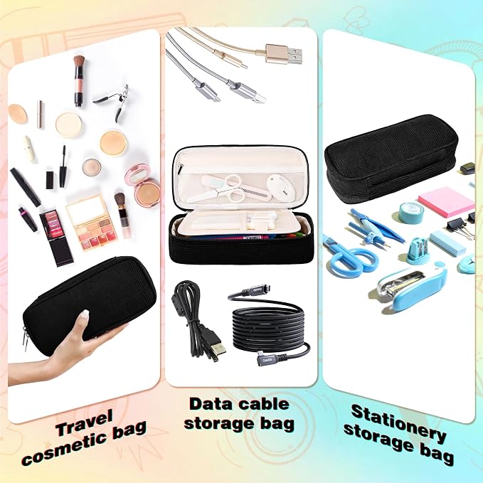 Big Capacity Pencil case,Soft Corduroy Pencil Bag,Cute Pen Case with Handle,Multi-Functional Compartments, Wide Opening Pen Pouch Organizer for Teen Girls Wome
