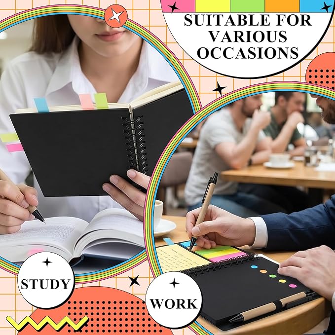 Qilery 80 Pack Lined Spiral Notebook Bulk Small Notepad and Pen Set