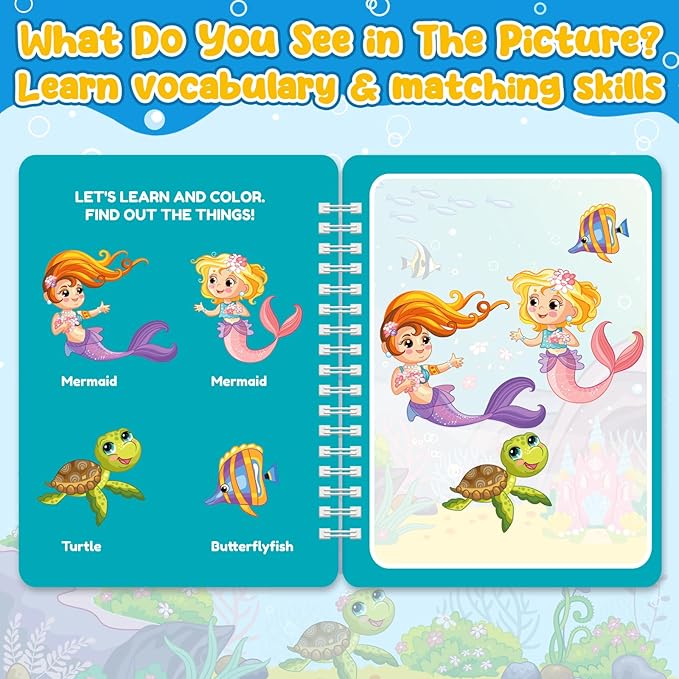 ZMLM 24 Pack Water Coloring Books for Toddlers, Reusable Paint with Water Books with Pen, Mess Free Magic Doodle Party Favors Bulk for Kids Ages 3-8 Boys Girls