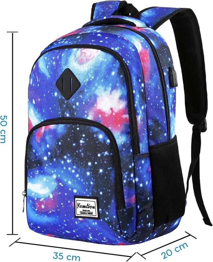 YAMTION School Backpack for Teen Boys,Bookbag for High School College Backpack with USB,Star