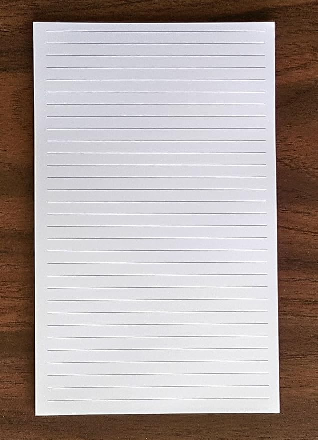 Lined Note Pad, 1/4” Spacing, Quantity 1, 50 Sheets, 5” x 8”.