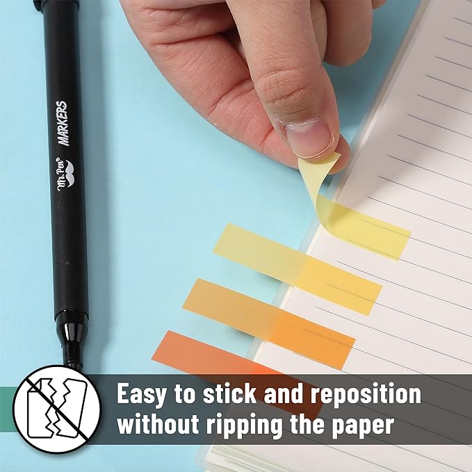 Mr. Pen- Colorful Sticky Tabs, 16 Sets, 3200 pcs, Translucent Page Markers, Water-Resistant Book Tabs for Annotating, Bible Study, Planning, Indexing & Document Organization, Pastel