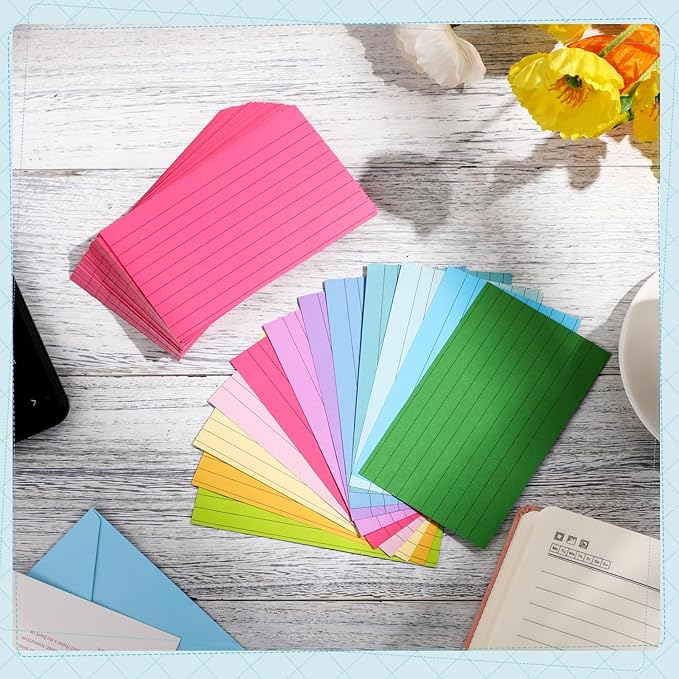 Ctosree 1440 Pcs Colored Index Cards 3 x 5 Inch Flash Cards for Studying Lined Study Note Sheets with Printed Ruled on Both Sides for Studying Memory Learning School, 12 Colors(Multicolor)