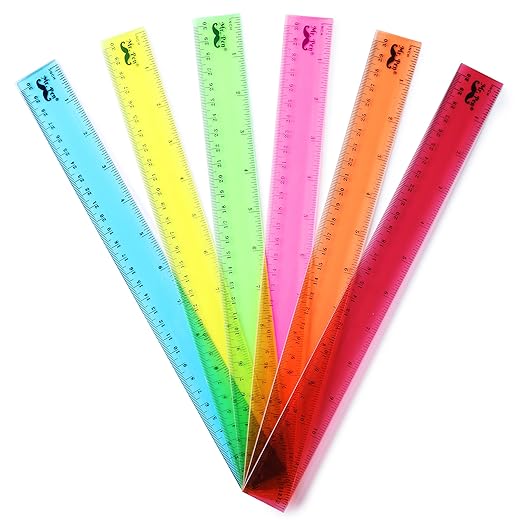 Mr. Pen- Plastic Rulers, 12 Inch, 6 Pack, Assorted Colors, Scratch-Resistant Design with Inches and Centimeters, Durable Transplant Rulers for Crafting Office & School, School Supplies