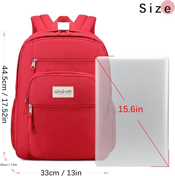 abshoo 34L Big School Backpack For College Women Girls Middle High School Teen Bookbag Travel Backpack Daypack (Red)