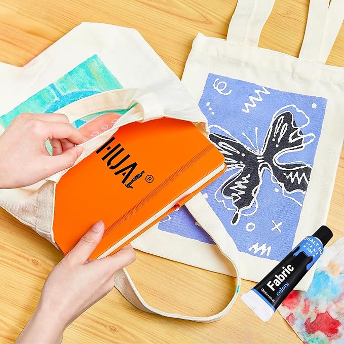 HUAL Fabric Paint Set for Clothes 12 Vibrant Colors Textile Paint with 6 Brushes & Palette Quick-Drying, Non-Toxic Fabric Paint Kit for T-Shirts, Shoes, Canvas, DIY Art & Crafts Premium Gift Box