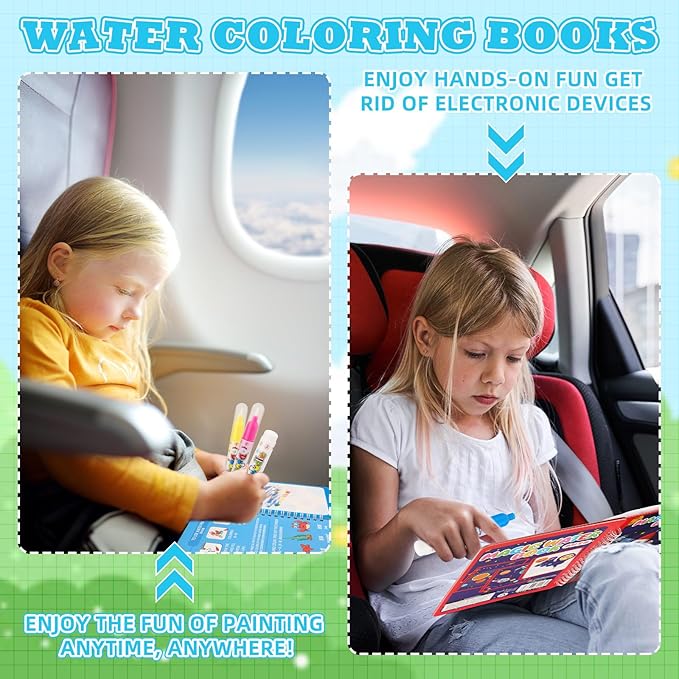 Gaillty 32 Pack Water Coloring Books Set for Kids Toddlers Reusable Water Painting Book for Paper Painting Early Childhood Educational Gift Easter Basket Filler Gift