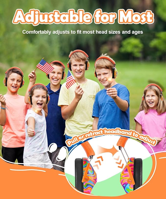 PROHEAR 032 Kids Ear Protection – Ear Muffs for Noise Reduction, 25NRR Noise Cancelling Headphones for Kids,Toddlers, Autism, Sensory Use, Hearing Protection – Orange