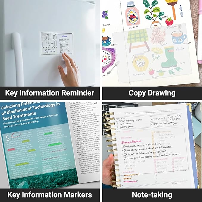 EUSOAR Transparent Sticky Notes, 100 Sheets 7x5 Inch Waterproof See Through Sticky Notes Message Reminder Clear, Translucent Book Markers Bible Page Flags Stickers Note Pads for Nursing Annotation