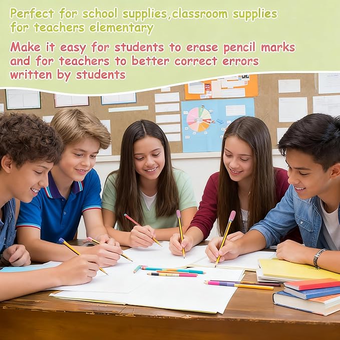 Sukh Cap Erasers for Pencils Pulk - Pencil Top Erasers 60 PCS Pencil Cap Toppers for Latex Free 5 Colors School Erasers Cap for Teachers Classroom Home and Office