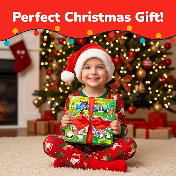 Stocking Stuffers for Toddlers, 4 Pack Christmas Water Coloring Books for Kids, Christmas Activities for Kids, Christmas Crafts for Toddlers, Toddler Travel Essentials, Toddler Gift Toys