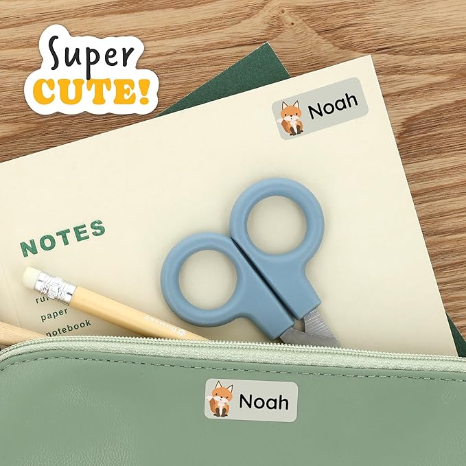 Personalized Name Labels for Kids (180) – Custom Waterproof & Durable Stickers for Clothing, Daycare, Office & School Supplies - Forest Animals