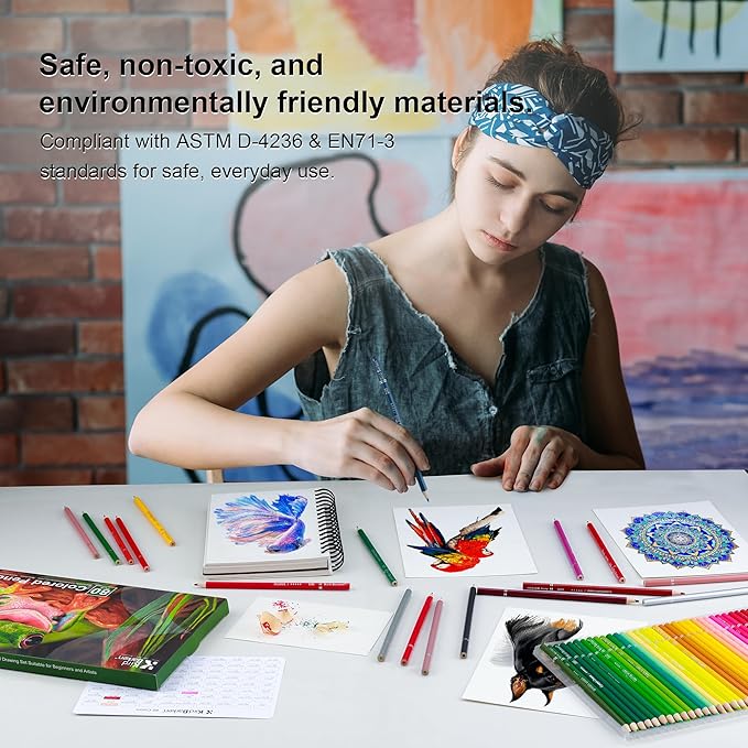 80 Colored Pencils – Professional Color Pencils for Adult Coloring Books,Coloring Pencils with Oil-Based Cores,Soft Core, Art Supplies Gift for Beginners & Adults