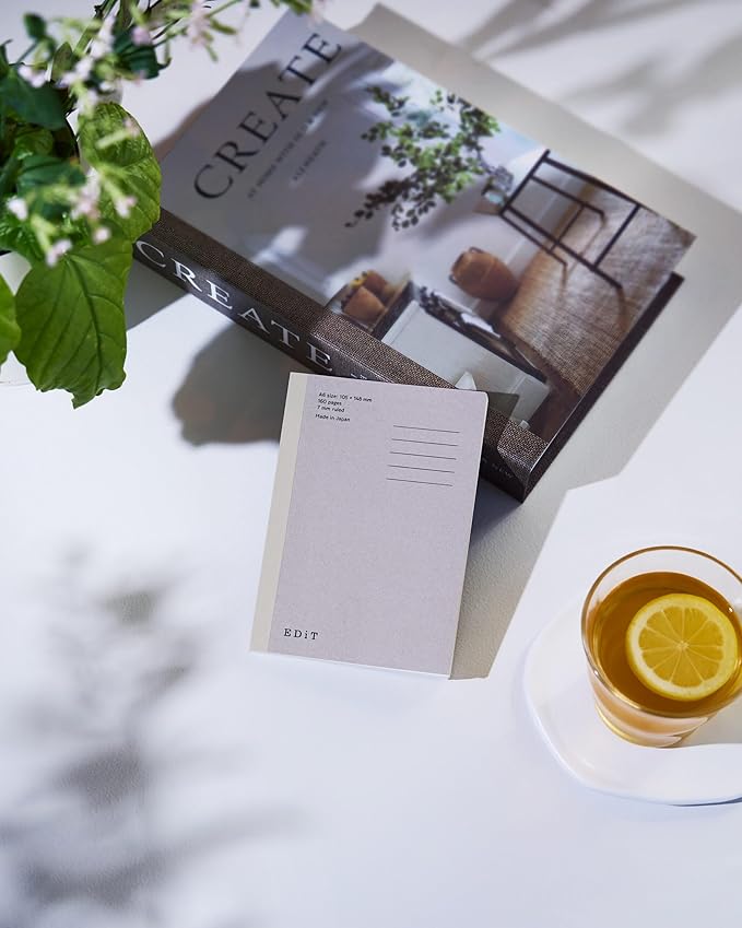 MARK'STYLE EDiT Designed for Clear Thinking, Thin, Lightweight, and Smooth to Write On” — 160-Page Notebook (A6 (7mm Ruled) (Pack of 2))