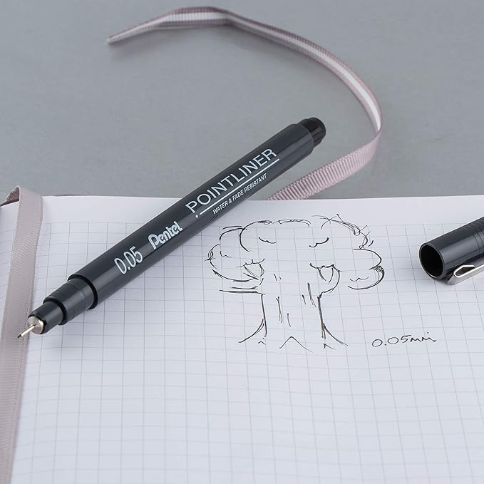 Pentel Arts Pointliner Drawing Pen, 5-Pack, Assorted Sizes, Black Ink (S20PBP5A)