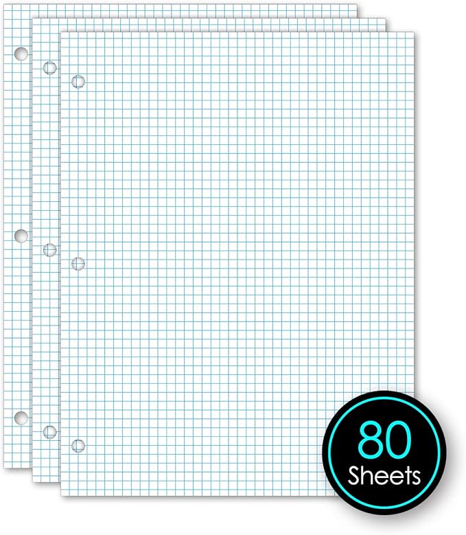 iScholar Quad Filler Paper, 5 Squares per Inch, 10.5 x 8 Inches, 80 Sheets (24880),White