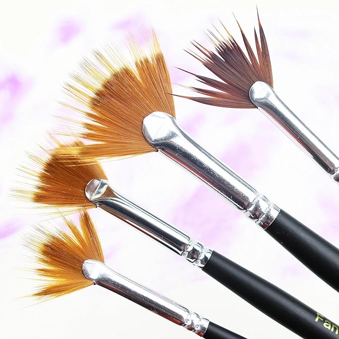 GACDR Fan Grainer Brush for Painting – 4PCS Professional Comb Brushes for Fur, Hair, Wood Grain, Grass, Feathers & Textures,Works with Watercolor Acrylic Oil for Artists & Beginners,Short Handle