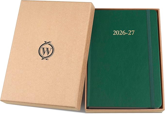 Wykeham's Executive 2026-27 Daily Journal Planner – Customization Available – Mid-Year Academic Diary – July 2026 to June 2027 (Racing Green, 8.5"×5.5")