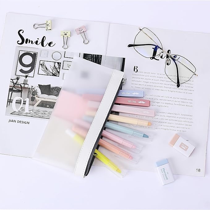 Mr. Pen- Clear Pencil Pouch, 8.50"x4.25", 6 Pack, Durable TPU Material, Medium Water-Resistant Pencil Bags with Smooth Zipper, Multipurpose Clear Pouch for Stationery, School, Office, Travel Supplies