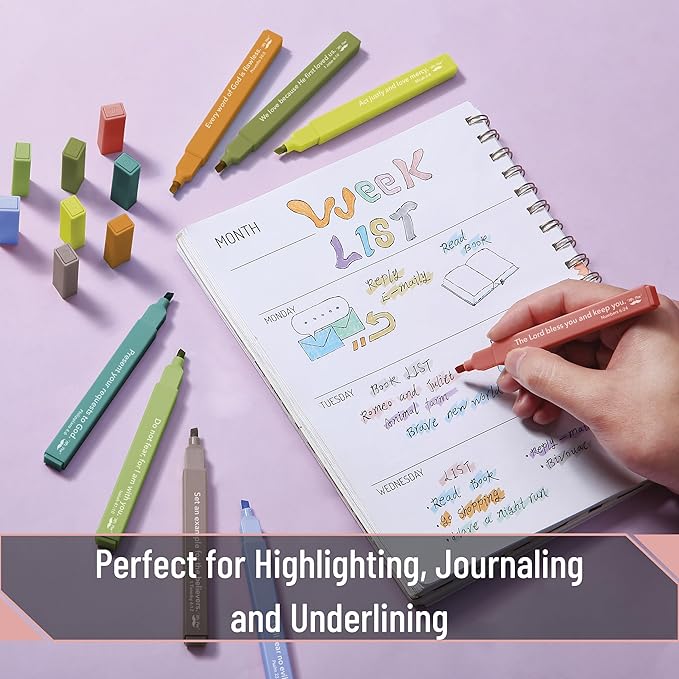 Mr. Pen- Bible Highlighters with Color-Coding System, 8 Pack, Soft Chisel Tip, Aesthetic Highlighters Assorted Colors, Fast Drying Bible Markers No Bleed Through for Journaling and Underlining