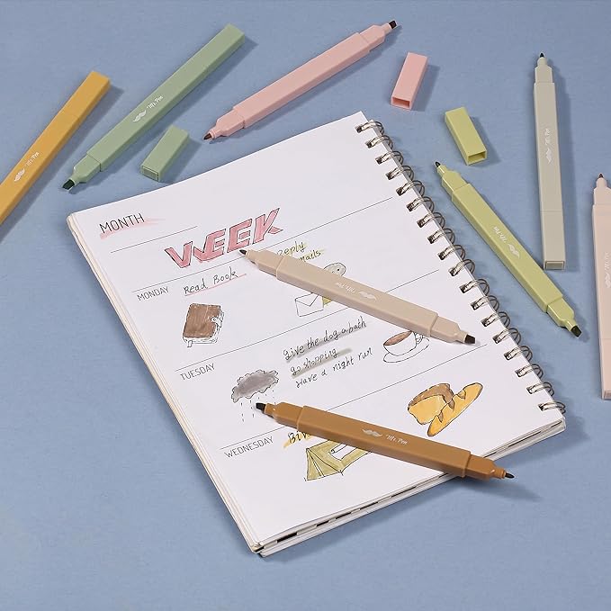 Mr. Pen- Dual Tip Aesthetic Highlighters, 8 pcs, Chisel & Fine Tip, Cute Highlighters Assorted Colors for Journaling, Highlighting, Underlining, Fast Dry, Back to School Supplies