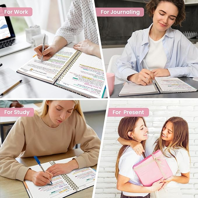 Large Spiral Notebook with Dividers & Tabs, 8.5" x 11" Hardcover 5 Subject Notebook for Work, 280 Pages, College Ruled, Cute Journal for Women, Perfect for Study & Office Note Taking, Nocturne Garden