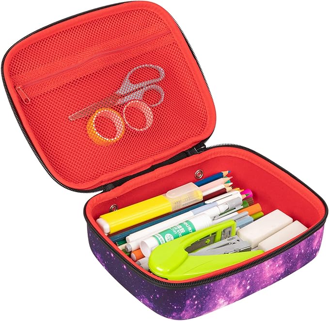 ZIPIT Jumbo Pencil Case for Girls, Cute Pencil Box for School, Large Capacity Stationery Organizer Box ,Purple Galaxy
