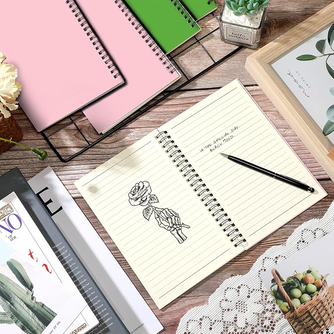 Yahenda 18 Pcs Spiral Notebooks, 1 Subject, Wide Ruled, Pink,Light Green
