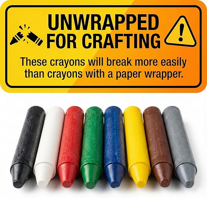 Craytastic! Bulk Unwrapped Crayons Box of 52 (White) for Crafting, Parties, Kids - Paperless Crayons, No Paper Wrapper - Safety Tested Compliant with ASTM D-4236