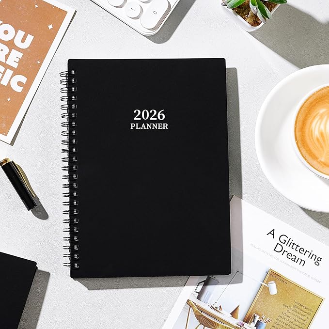 2026 Planner- Planner 2026 Weekly and Monthly, Jan.2026 - Dec.2026, 6.3"Γ8.4", Weekly & Monthly Planner 2026, Colorful Tabs, Twin-wire Binding, Back Pocket - Black
