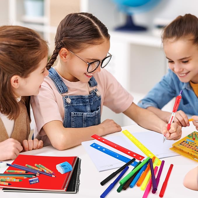 Gilprop 528 Pcs School Supply Kit 6 Set Back to School Supplies for Students Essential Bundle Kit Include Pencil Notebook Ruler Glue Scissor Sticky Note Eraser Pencil Sharpener