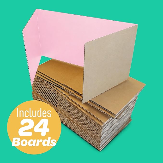 Flipside Products 18" x 48" Pink Project Boards, Pack of 24, Trifold, Presentation Board, DIY Projects, Small Display, Science Fair, Classroom, Clubs, 4H, Graduation