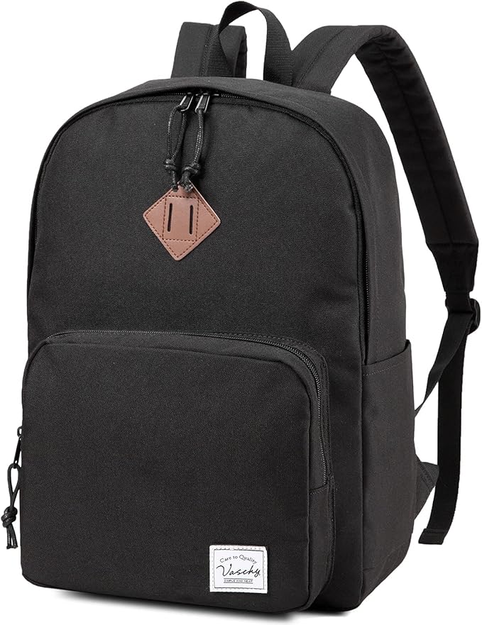 VASCHY School Backpack, Ultra Lightweight Backpack for Men Women Schoolbag Bookbag for Kids Teen Boys Girls Black