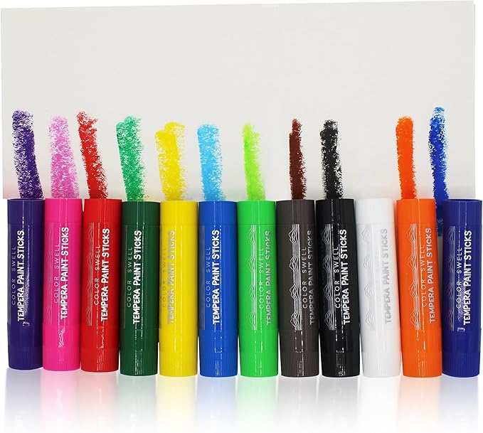 Color Swell Paint Sticks, 1 Pack, 12 Colors per Pack, Washable, Non-Toxic, Quick Drying, for Kids and All Other Artists