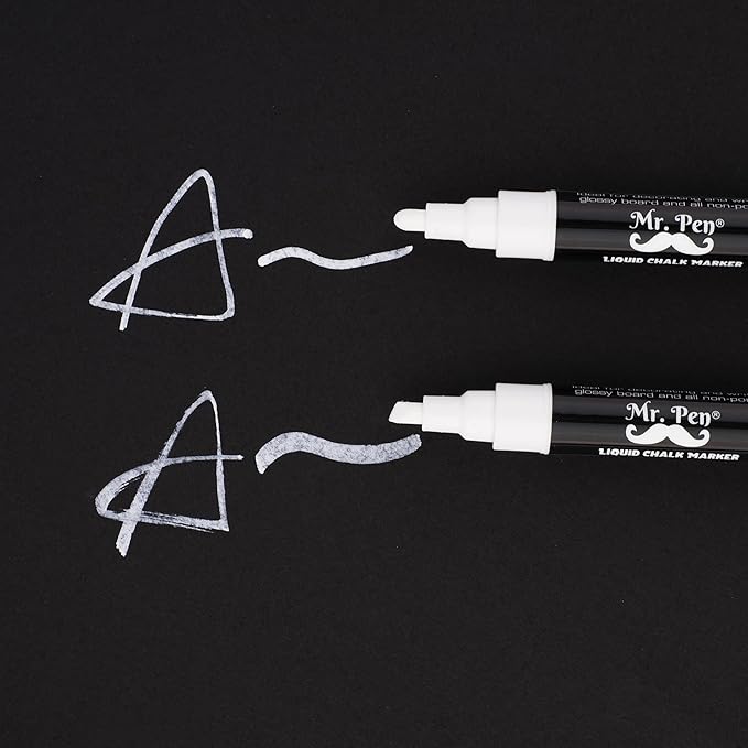 Erasable White Chalk Markers, 8 Pack, Reversible Tip by Mr. Pen