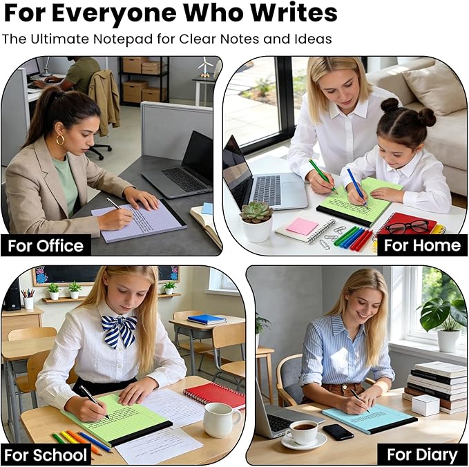 3pcs Legal Pads 8.5 x 11,Notepads 8.5 x 11 Inch, 30 Sheets/Pack, Colored Note Pads Clear Print Writing Pads of Paper, Perforate Wide Ruled Lined with Sturdy Back for Office, Business & School Supplies