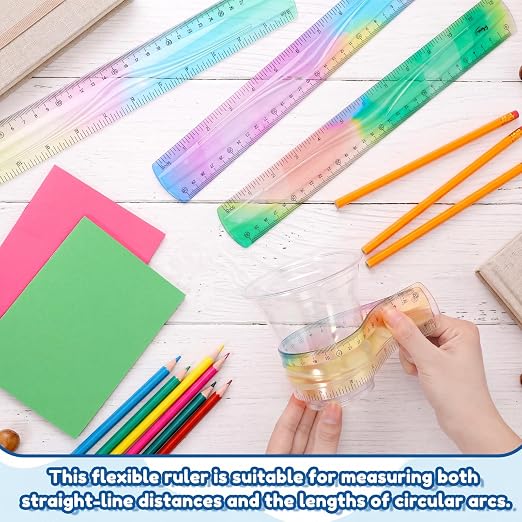 12 Pcs 12 Inch Flexible Rulers Bendable Soft Plastic Ruler