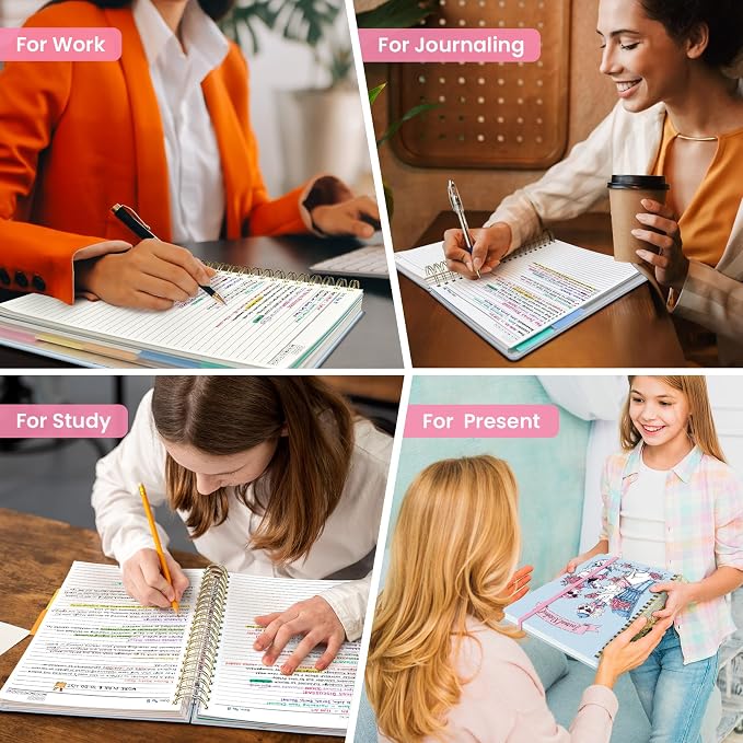 Taja Spiral Notebooks for Work 5 Subject Notebook with Removable Dividers