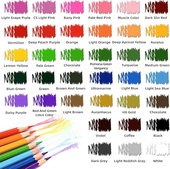 36 Colored Pencils Professional Coloring Pencils Artist Sketch Drawing Color Pencil for Kids and Adults Art Color Pencil Set