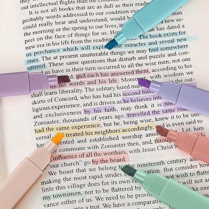 Marspark 120 Pcs Highlighters Bulk Chisel Tip Aesthetic 6 Assorted Colors No Bleed Cute Soft Bohemian Color Marker Pens for Journal Planner Notes School Study Office Supplies (Boho Color)