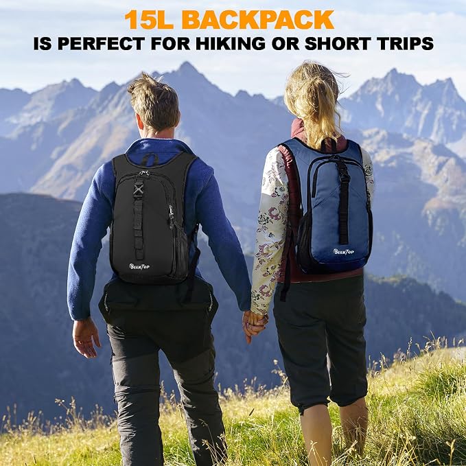 Seektop 15L Small Hiking Backpack for Women Men, Lightweight Hiking Daypack | Water Resistant, Foldable Packable Back Pack with Phone Pocket for Travel Camping Outdoor