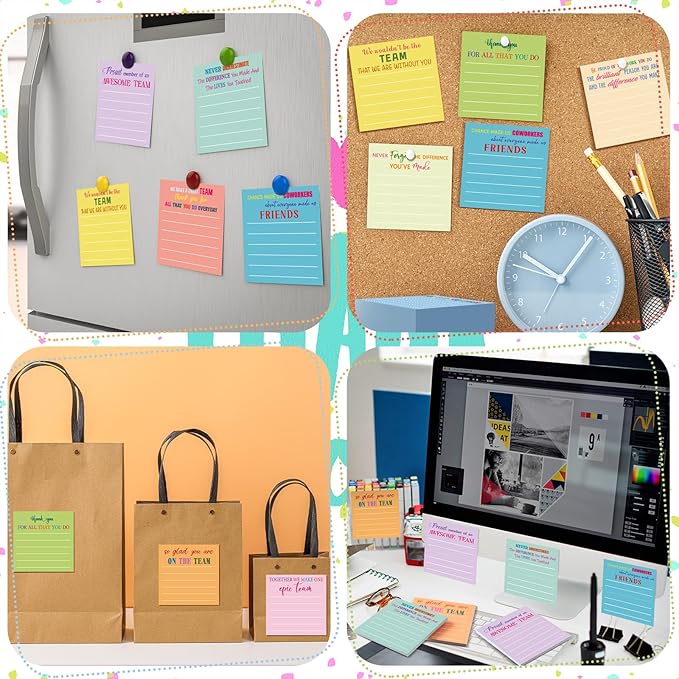 Yinder 24 Pcs Inspirational Sticky Notes Cute Motivational Sticky Notes Pad End of Year Employee Appreciation Gifts Bulk for Teacher Nurse Coworkers Office Supplies 3 x 3'' (Thank You,Light)