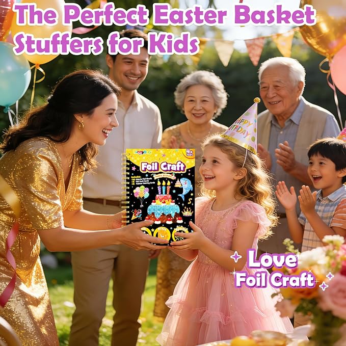 FUNNYB&G Mess-Free Foil Art Craft for Kids Ages 4-10, Kids Birthday Gift