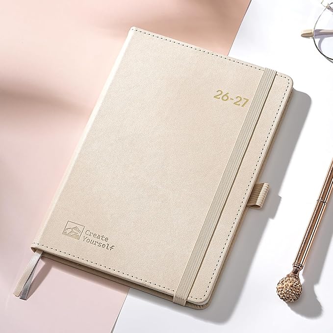2026-2027 Planner - Academic Planner 2026-2027 Weekly Monthly Planner, July 2026 - June 2027, 5.7'' x 8.4'', Thick Paper, Leather Cover, Pen Holder, Back Pocket, Perfect Daily Organizer - Off-white