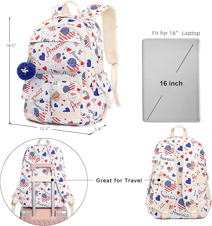 Hidds Laptop Backpacks 15.6 Inch College Backpack Elementary Middle High School Book Bag Cute Bookbags Anti Theft Travel Back Pack Casual Daypack Kids for Teens Girls Women Students (Beige)